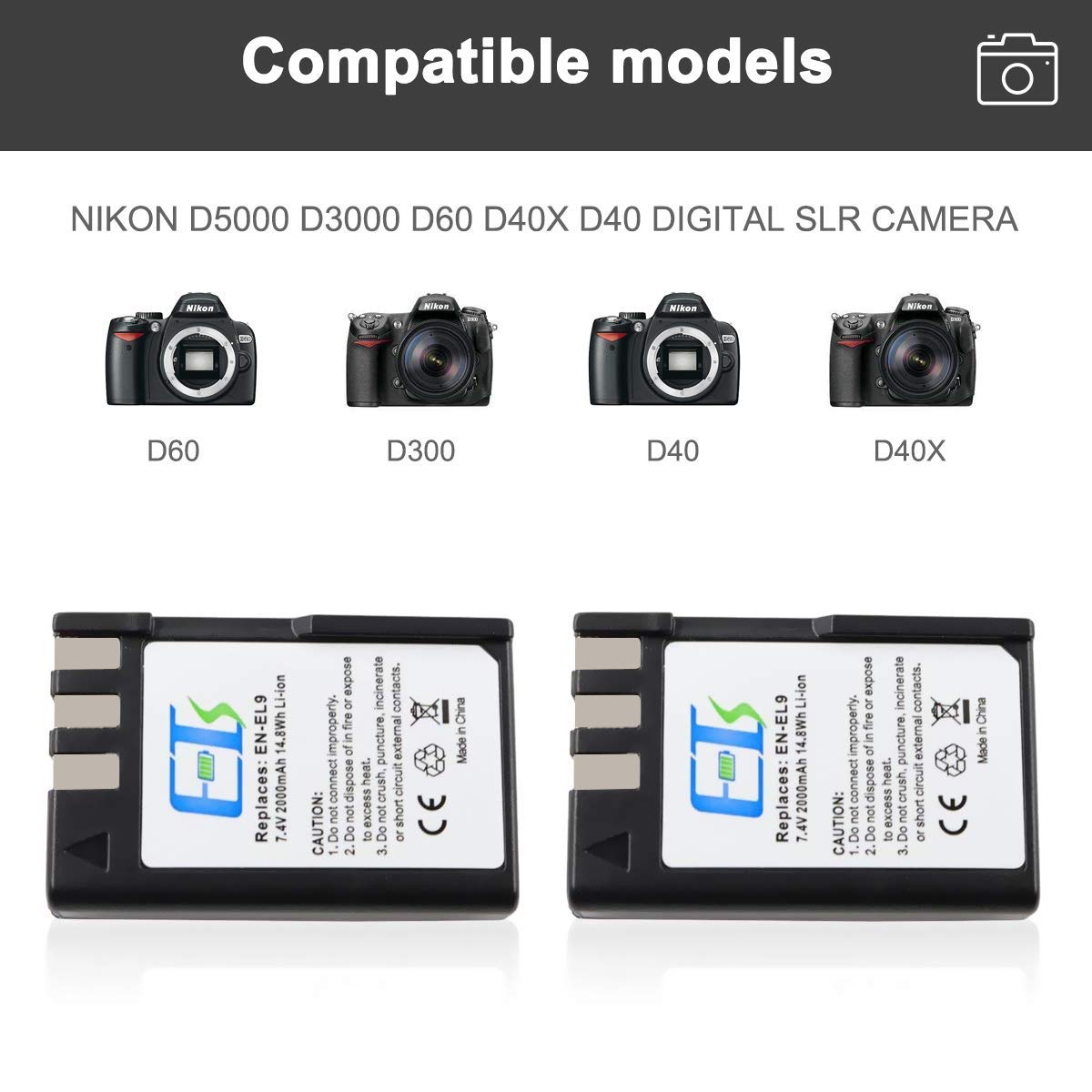 E-TS - Batería de Repuesto para cámara réflex Digital Nikon D5000 ...