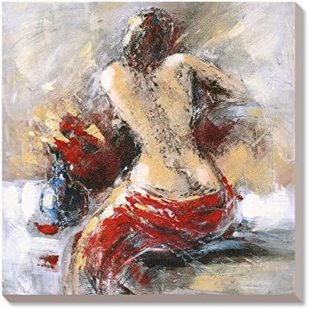 Asmork Oil Paintings Canvas Wall Paintings Art Artwork for Office Ready to Hang Wall Decor Abstract Modern (Red)