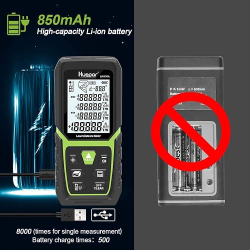 Huepar Dual Laser Measuring Tool 656Ft Green Beam With Bilateral Distance Measure, Rechargeable