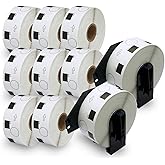BETCKEY - Compatible Round Labels Replacement for Brother DK-1218 (0.94" Dia), Use with Brother QL Label Printers [10 Rolls + 2 Reusable Cartridges]