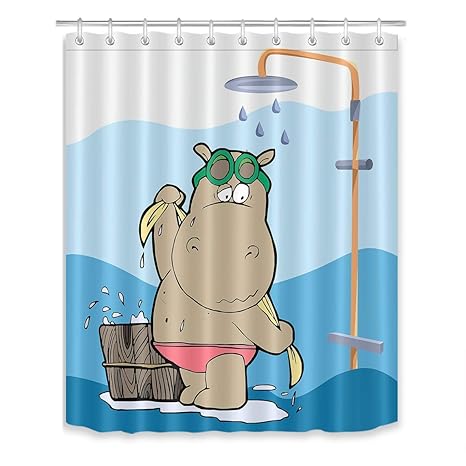 Amazon Com Lb Cute Hippo Shower Curtain Kids Cartoon Funny Animal