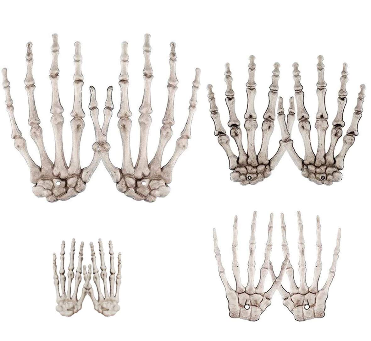 Photo 1 of 8 Pack Halloween Skeleton Hands Realistic Life Size Severed Plastic Skeleton Hands for Halloween Themed Party Decoration Props