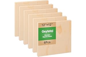 Geytetqi 6 Pack 12 x 12 Inch Unfinished Wood Panels, Wooden Panel Boards for Painting, Crafts, and Home Decor