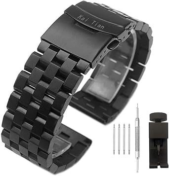 Correa de reloj de acero inoxidable cepillado de 18 mm/20 mm/22 mm/24 mm/26 mm, correa de repuesto de metal con cierre de doble bloqueo para hombres y ...