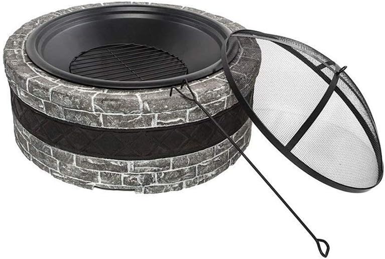 ZXYY Fire Pit J Cuenco al Aire Libre Redondo Carbón de leña Calefacción