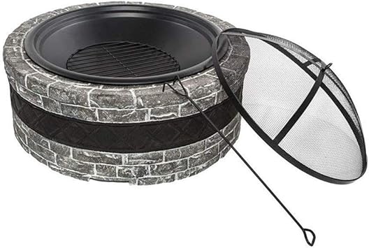 ZXYY Fire Pit J Cuenco al Aire Libre Redondo Carbón de leña Calefacción