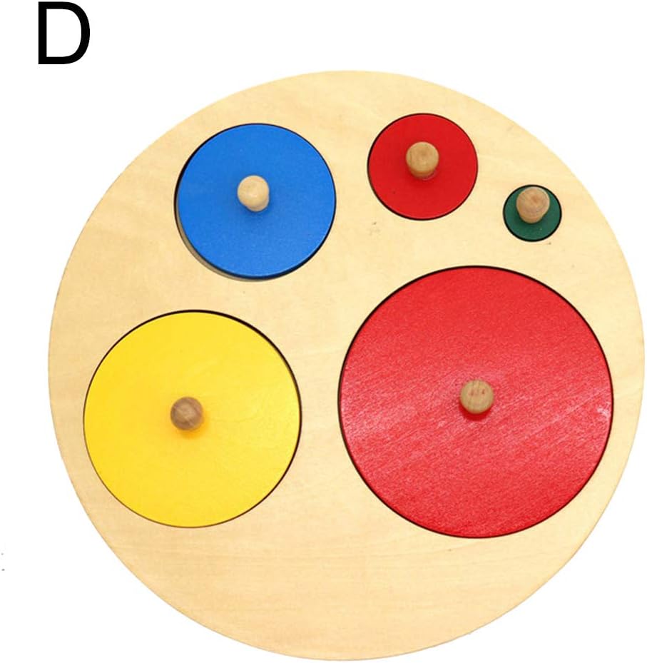 Kalaokei Baby Geometric Shape Match Montessori Wooden Knob Puzzle Pegboard Educational Toy
