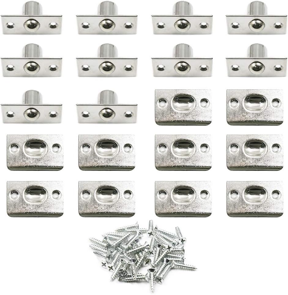 HONJIE Closet Door Ball Catch Hardware for Door, Cabinet, Closet, Kitchen Stainless Steel Ball Latch with Strike Plate -10pcs