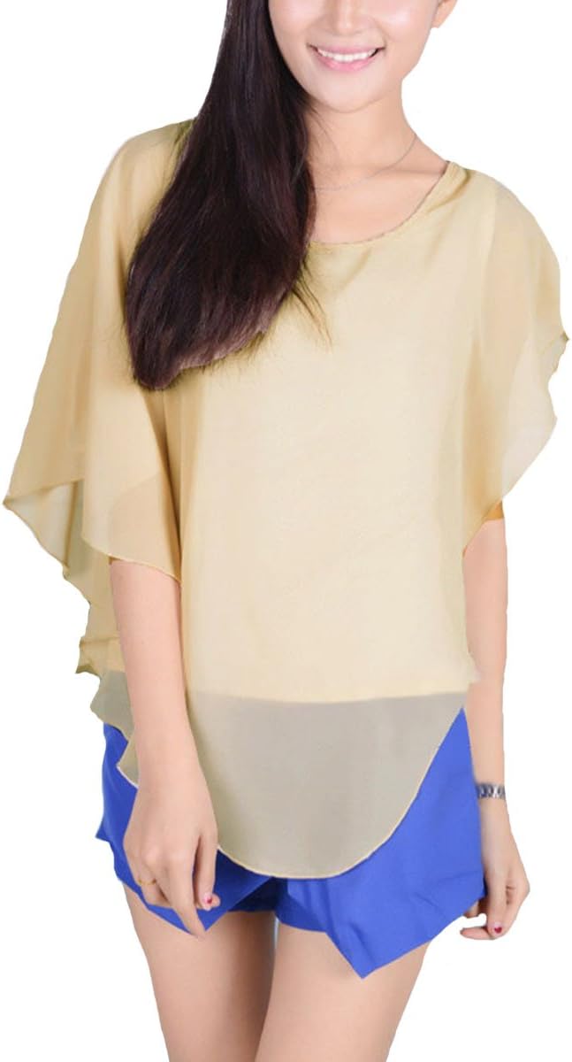 YeeSure Women’s Batwing Chiffon Top TS01 Fire Swing Sleeves Blouse Model Cover up