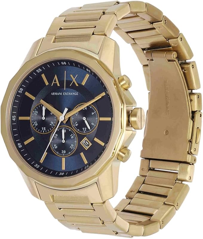 Gold Tone Watch for Men, Quartz Chronograph Movement and 44mm Case Size with Stainless Steel Strap