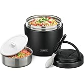 Soup Thermo for Hot Food Insulated Food Jar 32oz, Vacuum Insulated Stainless Steel Lunch Container - Wide Mouth Thermo for Soup & Food, Insulated lunch box Leakproof Bento Box with Spoon(Black)