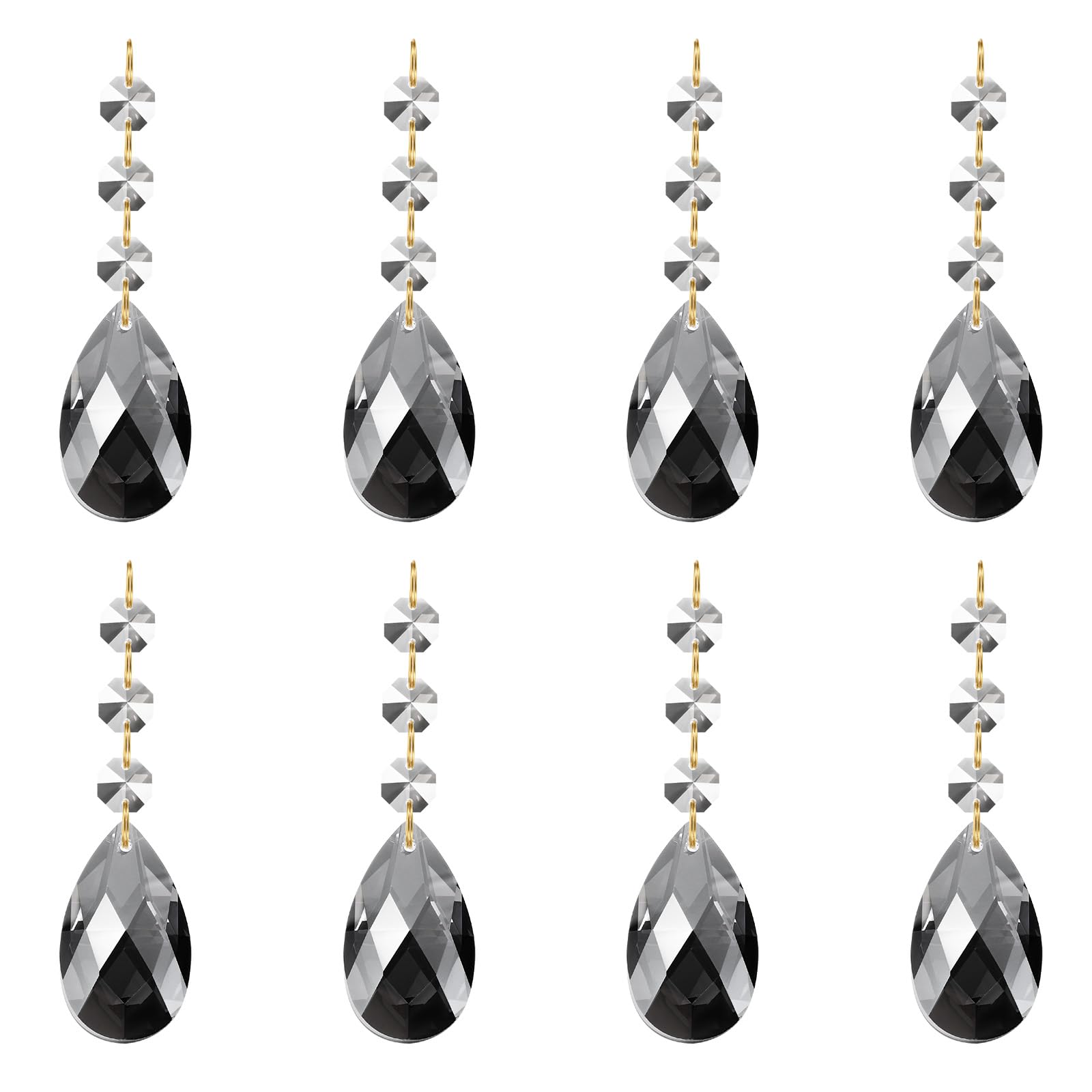 PATIKIL Teardrop Crystal Chandelier Pendants Beads, 8 Pack 100mm Length 38mm Chandelier Prisms Parts Ornaments Hanging Beads for DIY Arts Crafts Decoration, Electroplating Gray