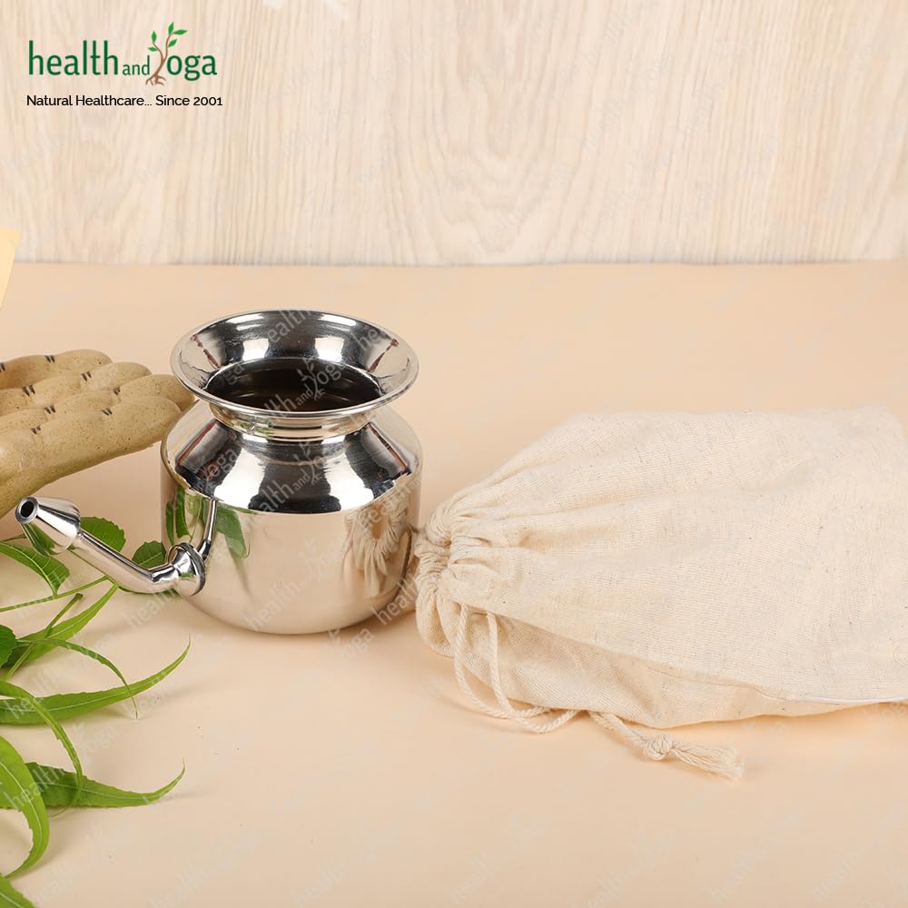 HealthAndYoga? SteloKleen Stainless Steel Neti Pot for Sinus Congestion (Ayurvedic JalNeti)