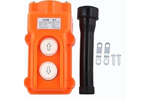 2-Way Hoist Crane Push Button Switch, Rainproof COB-61 Pendant Controller with Momentary Up/Down Buttons, 250V/5A, 500V/2A, O