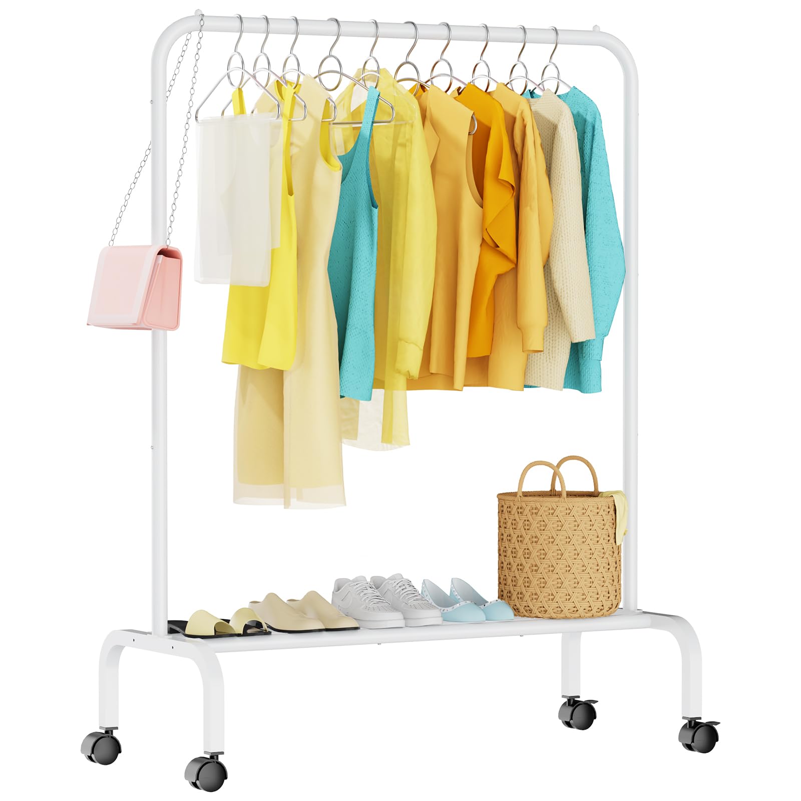 Photo 1 of ***MISSING PARTS***
STARLATTA Rolling Clothing Racks for Hanging Clothes, Garment Rack for Clothes to Hang, Metal Portable Wardrobe Rack for Coats, Jackets, Shirts, Dress,White