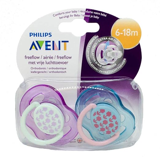 Philips Avent Fashion Free Flow Soother Twin Pack 618m (Flowers