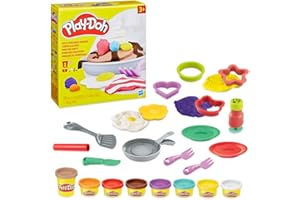 Play-Doh Kitchen Creations Flip 'n Pancakes Playset 14-Piece Breakfast Toy for Kids 3 Years and Up with 8 Non-Toxic Modeling 