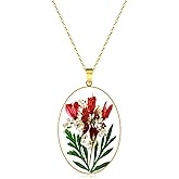 Real Flower Necklace Handmade Pressed Flower Necklace Gold Pressed Flower Necklace