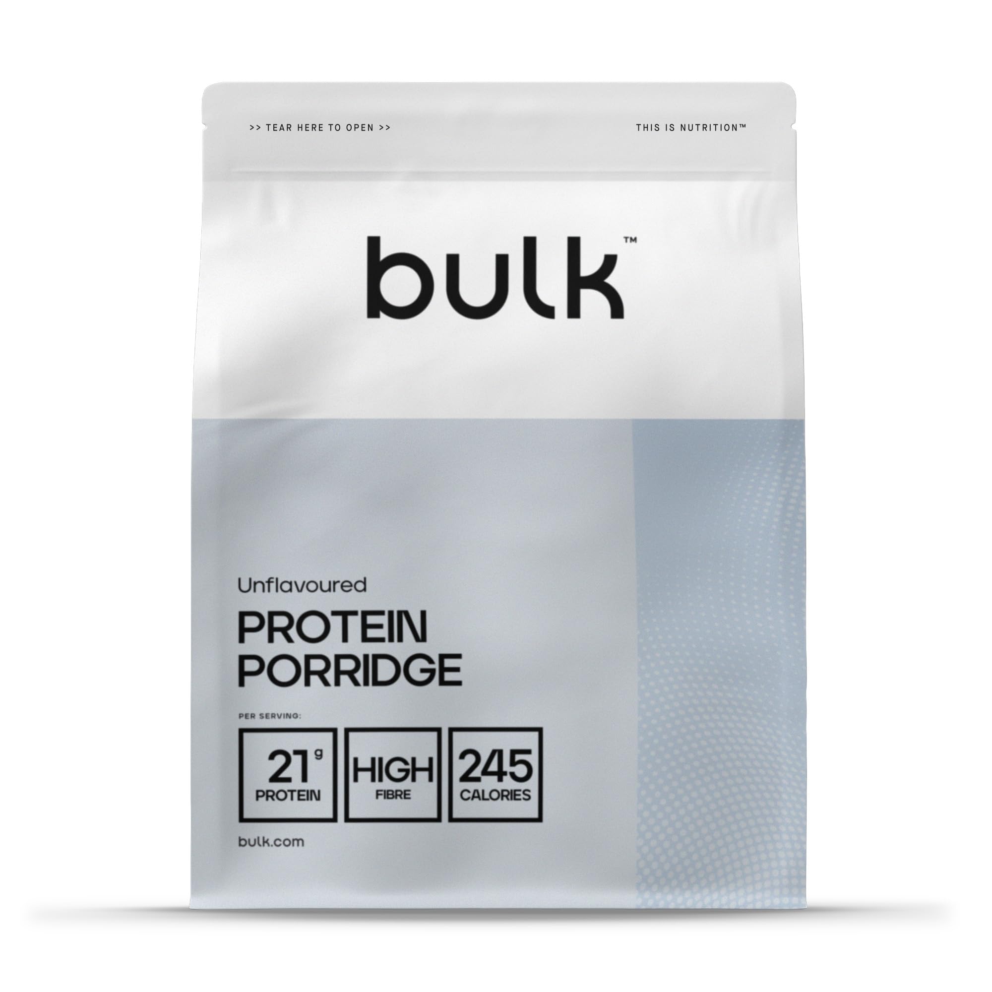 Bulk Protein Porridge Mix, High Protein Oats, Whey, High Fibre, Unflavoured, 2.5 kg, 33 Servings, Packaging May Vary