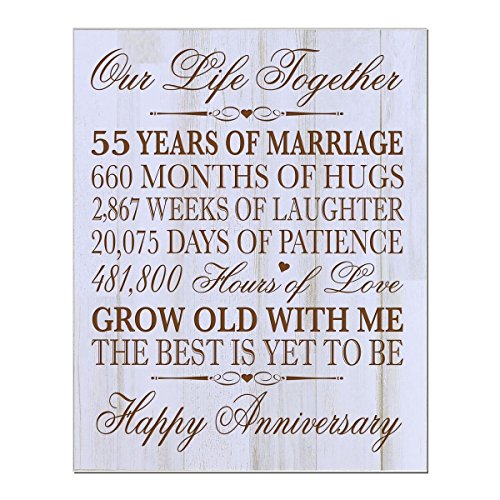 55th Wedding Anniversary Wall Plaque Gifts for Couple, 55th Anniversary Gifts for Her or Him Wall Plaque Special Dates to Remember By LifeSong Milestones (Distressed Wood)