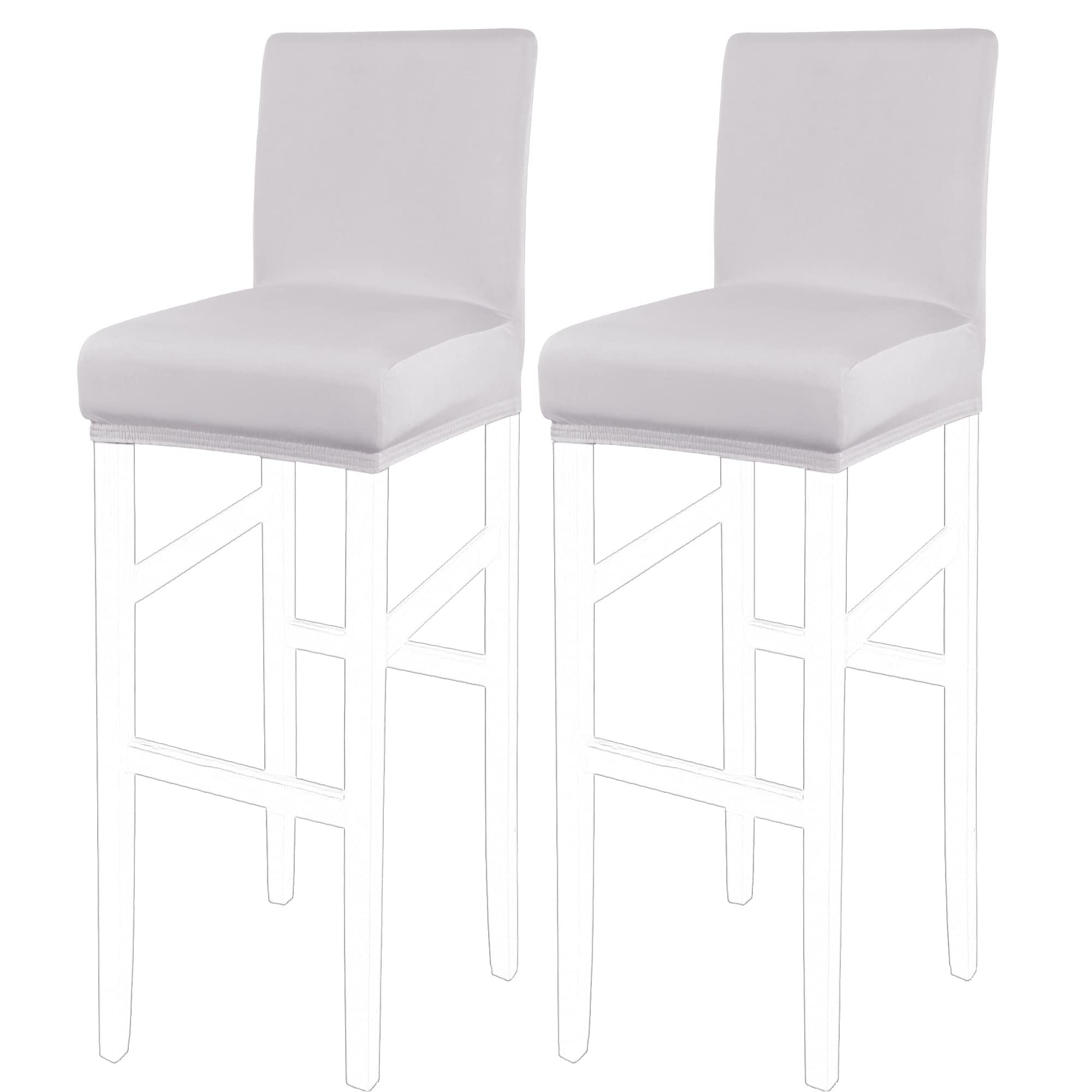 PiccoCasa Set of 2 Bar Stool Covers with Elastic Bottom, Stretch & Removable Dining Chair Covers for Pub Counter - Spandex Height Side Chair Covers Protector Slipcovers Silver Grey
