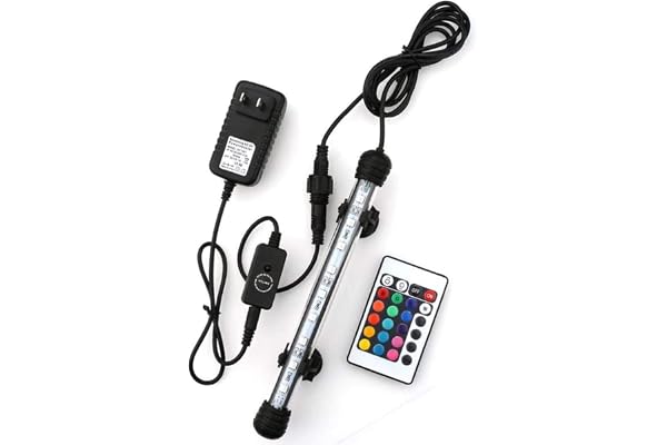 MQUPIN Fish Tank Light,Submersible LED Aquarium Light,Color Changing Fish Tank Light with Remote Control,IP68 Underwater Subm