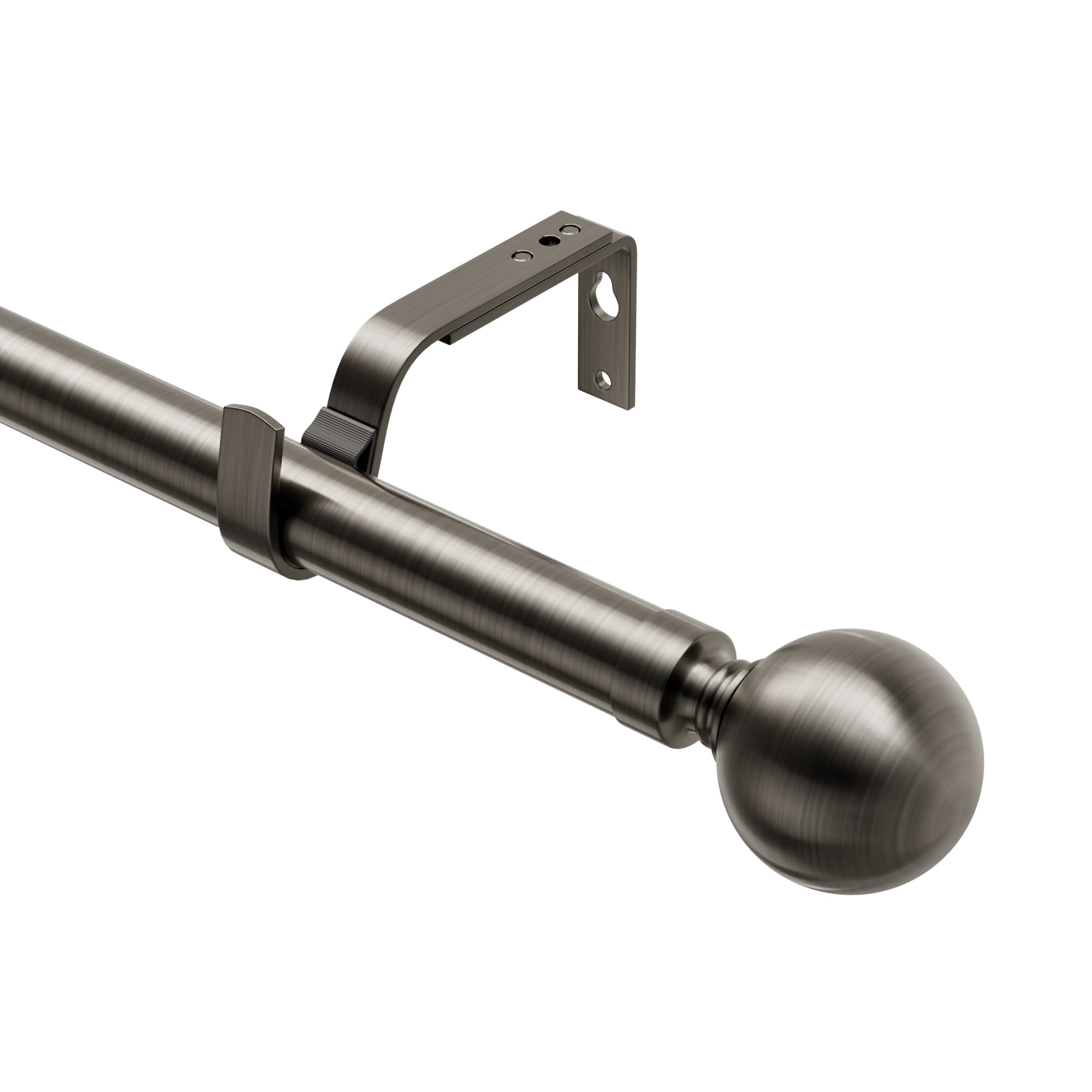 Extendable Curtain Rods 76-350cm, Dia 25mm Splicing Adjustable Curtain Pole with 60mm Metal Ball Finials for eyelet curtains, Heavy Duty Drapery Rods for Bedroom, Living room, Office