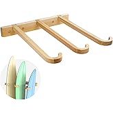 Nqvros Wooden Vertical Surfboard Wall Rack – Triple Board Wall Mount Storage & Display for Home, Garage or Studio