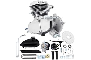 H-YEEU 26” 28” 2 Stroke 80cc Cycle Bicycle Gas Motorized Gasoline Engine Motor Kit CDI Air Cooling for Mountain and Road Bike (Silver)