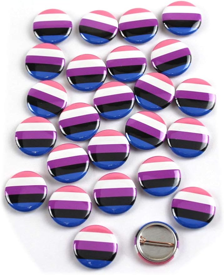 LGBTQ+ Genderfluid Pride Flag Pinback Buttons 1 Inch