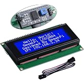 GeeekPi IIC I2C TWI Serial LCD 2004 20x4 Display Module with I2C Interface Adapter Blue Backlight for Raspberry Pi Arduino STM32 DIY Maker Project BPI Tinker Board Electrical IoT Internet of Things