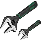 STARTRUAL 6" &amp;10" Wide Jaw Adjustable Wrench, 2-Inch Ultra Wide Jaw Opening | SAE &amp; Metric Scale, Black Oxide Finish, Cr-V Steel, Ergonomic Grip