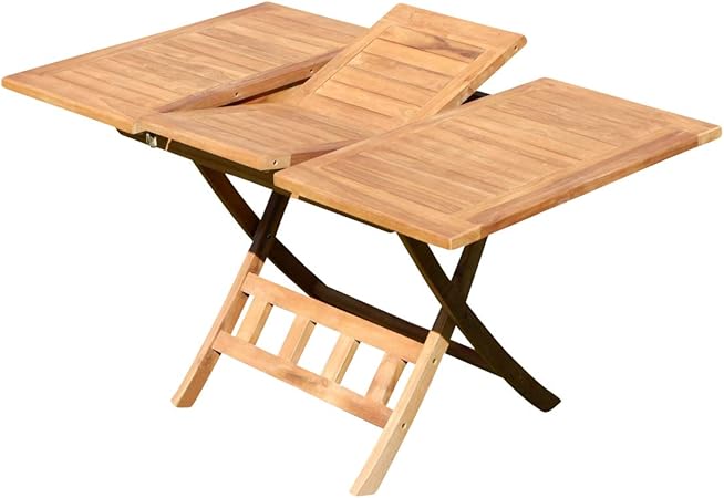 Amazon De Ass Teak Ausziehtisch 100 140 X 80cm Klappbar Holztisch Klapptisch Gartentisch Tisch Jav Aves Auszieh 100 140 Holz Von