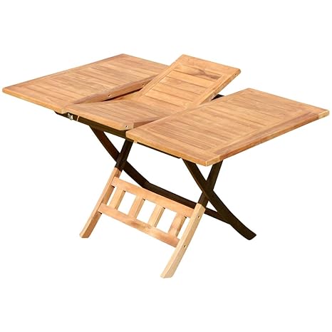 Sas Teak Tavolo Allungabile 100 140 X 80 Cm Pieghevole
