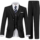 Boys Suits 5 Piece Formal Suit Set Slim Fit Formal Dress Clothes Ring Bearer Outfit for Kids