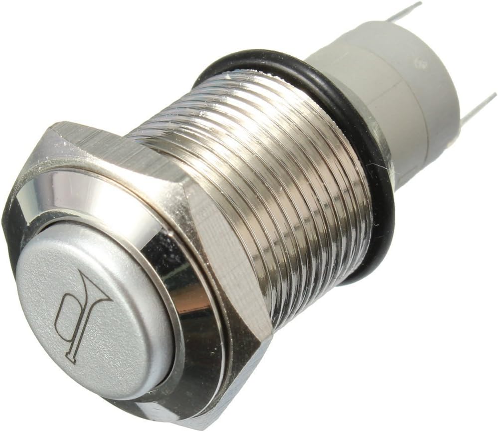 12V 16mm Blue LED Momentary Push Button Metal Switch Car Boat Speakers Bells Horn（Including Plug）