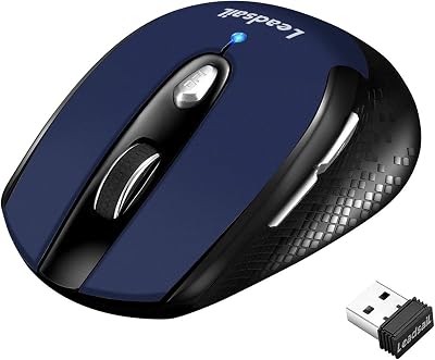 LeadsaiL Wireless Mouse Silent 6 Buttons 1600DPI 3 DPI Levels Windows Mac USB