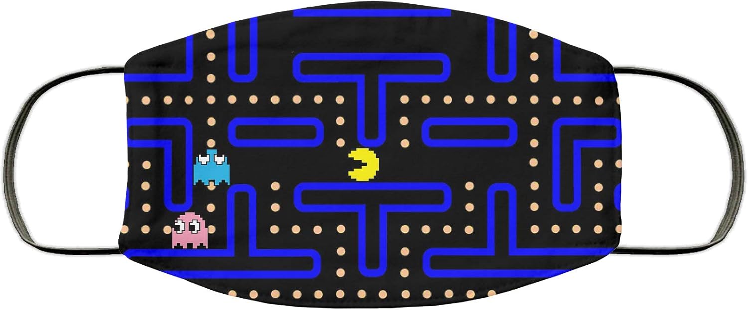 Pac Man Handmade Face Mask Unisex 3 Layer Mask, Adult Kid Face Mask