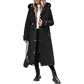 Jyanl Womens Long Puffer Winter Coats Fleece Jacket Down Parka Warm Overcoat Thicken Quilted Jacket Removable Fur Coat