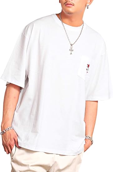 Amazon ラグスタイル Tシャツ メンズ 半袖 ビッグシルエット ポケット 刺繍 薔薇 ストリート Aホワイトl Tシャツ カットソー 通販 Amazon ラグスタイル Tシャツ メンズ 半袖 ビッグシルエット ポケット 刺繍 薔薇 ストリート Aホワイトl Tシャツ カットソー 通販