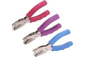 Craftinova 1 Hole Punch， 1/4 inch of Single Whole Punch，with Soft Grip Handles, with 6 Sheet Capacity, Perfect for Home Office School Supplies, can be Used for Labels and Greeting Cards，3 PCS