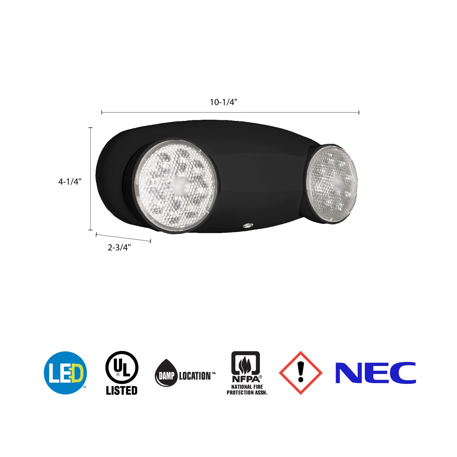 Lithonia Lighting ELM2 LED B M12 Quantum 2Light Black LED Emergency