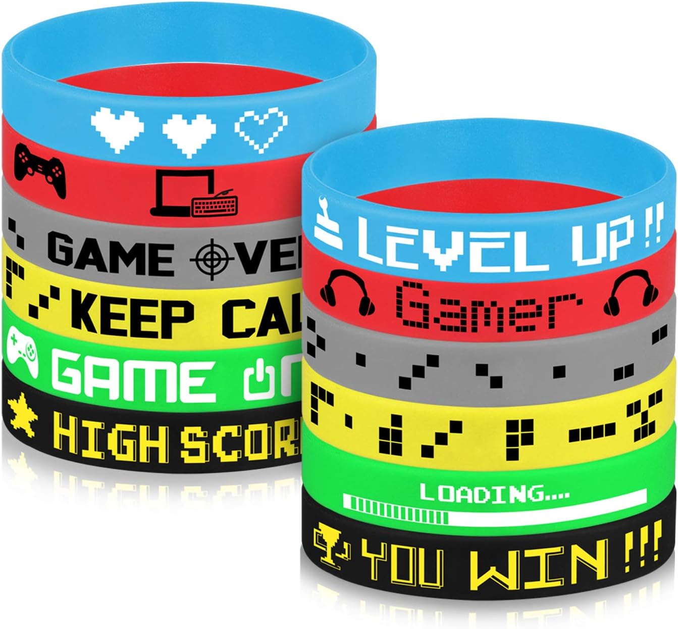 TUPARKA 36 Pcs Video Game Silicone Wristbands Game Party Supplies for Birthday Party Baby Shower Party Favors 6 Styles