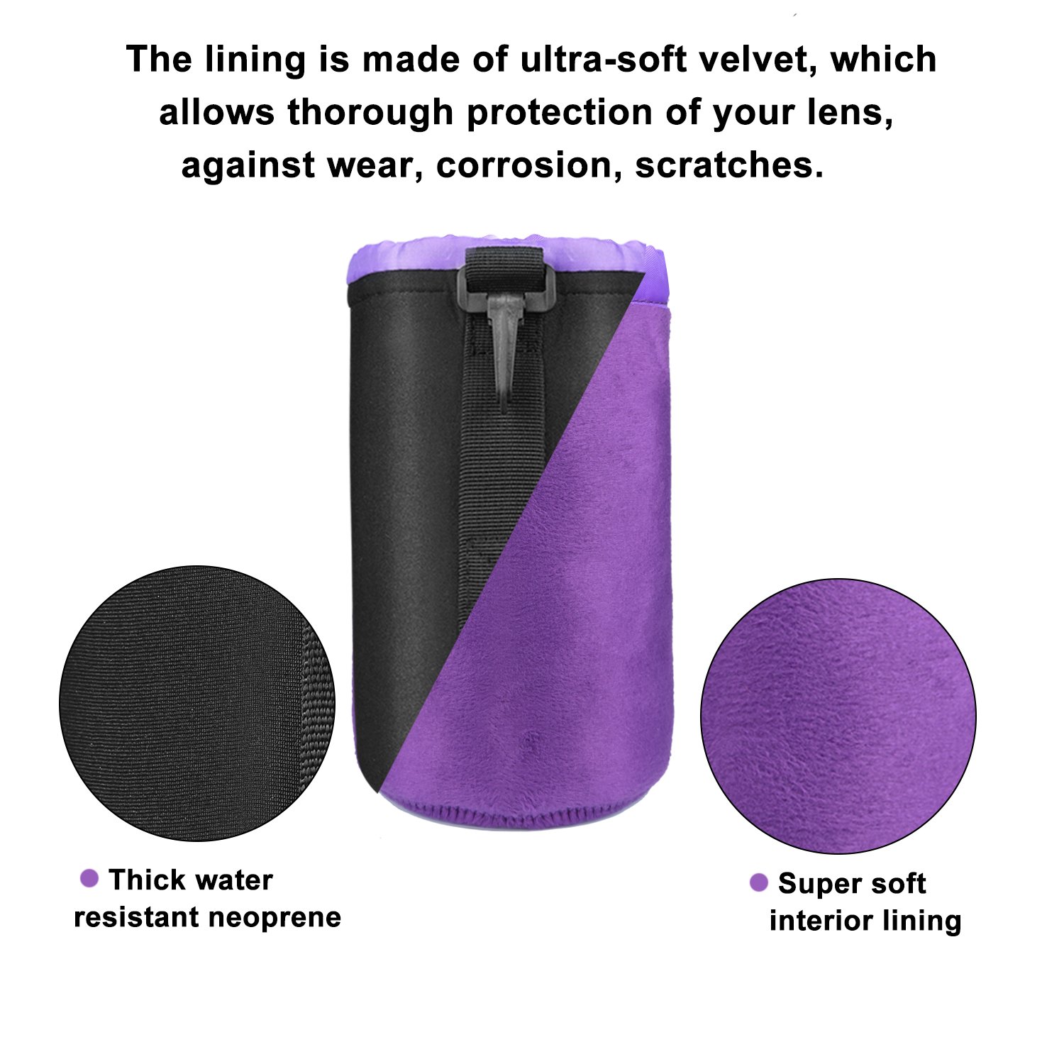 4 Pack Lens Pouch Case, pangshi LC-4 Lens Protected Bag with 5mm Thick Protective Neoprene Soft Plush for Canon Nikon Sony Panasonic Pentax Olympus Fuji DSLR Camera, Size: S,M,L,XL.