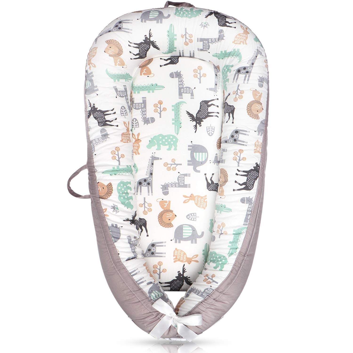 Cosy Nation Baby Lounger, Baby Nest for Co Sleeping Portable Newborn Lounger, 100% Soft Breathable Cotton, Partner for Crib & Bassinet, Perfect for Traveling and Napping, Newborn Shower Gift (Animal): Baby