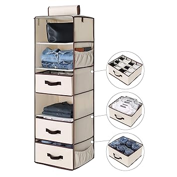 Hanging Closet Organizer Foldable Closet Hanging Shelves With 2