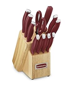 Cuisinart C77SSR-12P Color Pro Collection 12 Piece Knife Block Set, Red