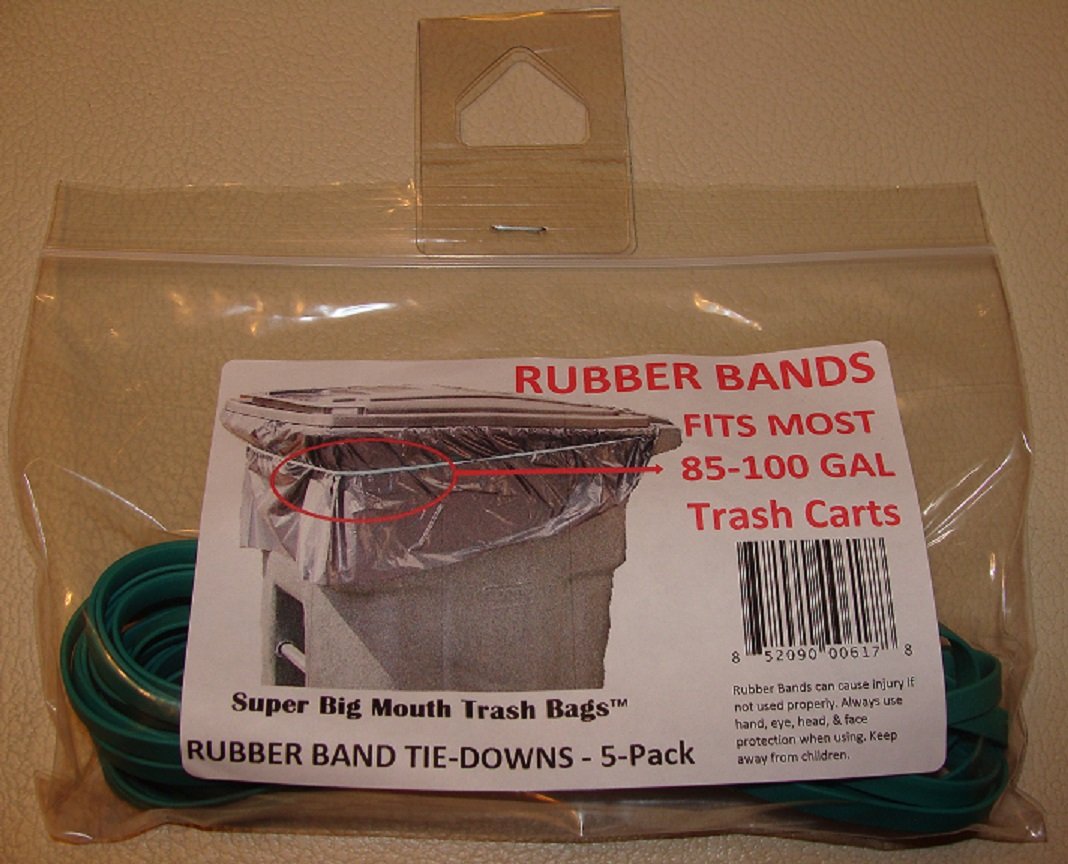 Super Big Mouth Trash Bags Rubber Bands 5Pack Fits 85100 Gallon Cans