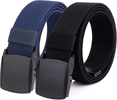 Hoanan 2-Pack Elastic Stretch Belt, Men's All Size No Metal Nylon Tactical Hiking Belt (Fit up to 56", black+blue): Amazon.co.uk: Clothing