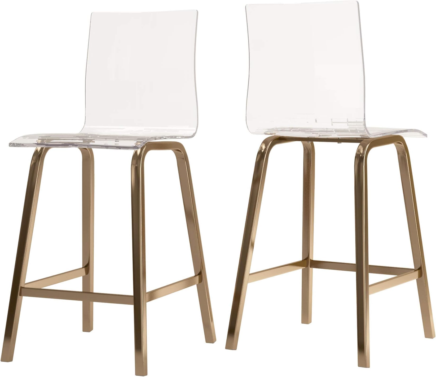 Union 5 Home Avallon Glam Transparent Clear Acrylic Swivel High Back Bar Stools - Set of 2